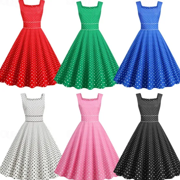 Retro Vintage 1950s Rockabilly Dress Swing Dress Polka Dot Fancy Dress Women's Carnival Masquerade Daily Wear Bachelorette Party Adults' Dress Homecoming Dresses