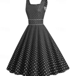 Retro Vintage 1950s Rockabilly Dress Swing Dress Polka Dot Fancy Dress Women's Carnival Masquerade Daily Wear Bachelorette Party Adults' Dress Homecoming Dresses