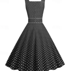 Retro Vintage 1950s Rockabilly Dress Swing Dress Polka Dot Fancy Dress Women's Carnival Masquerade Daily Wear Bachelorette Party Adults' Dress Homecoming Dresses