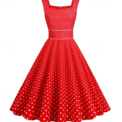 Retro Vintage 1950s Rockabilly Dress Swing Dress Polka Dot Fancy Dress Women's Carnival Masquerade Daily Wear Bachelorette Party Adults' Dress Homecoming Dresses