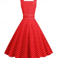 Retro Vintage 1950s Rockabilly Dress Swing Dress Polka Dot Fancy Dress Women's Carnival Masquerade Daily Wear Bachelorette Party Adults' Dress Homecoming Dresses