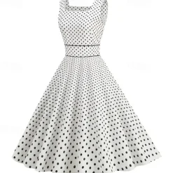 Retro Vintage 1950s Rockabilly Dress Swing Dress Polka Dot Fancy Dress Women's Carnival Masquerade Daily Wear Bachelorette Party Adults' Dress Homecoming Dresses