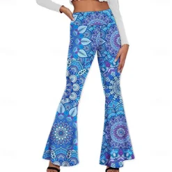 Retro Vintage 1960s 1970s Dude Funk Bell Bottom Pants Flared Trousers Hippie Disco Women's Kings Day Daily Wear Pride Parade Pride Month Adults' Pants