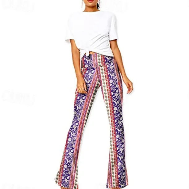 Retro Vintage 1960s 1970s Trousers Bell Bottom Pants Flared Trousers Hippie Fancy Dress Women's Daily Wear Pride Parade Pride Month Adults' Pants