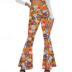 Retro Vintage 1960s 1970s Trousers Bell Bottom Pants Flared Trousers Hippie Fancy Dress Women's Daily Wear Pride Parade Pride Month Adults' Pants