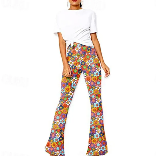 Retro Vintage 1960s 1970s Trousers Bell Bottom Pants Flared Trousers Hippie Fancy Dress Women's Daily Wear Pride Parade Pride Month Adults' Pants
