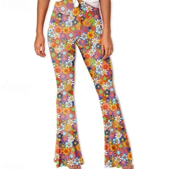 Retro Vintage 1960s 1970s Trousers Bell Bottom Pants Flared Trousers Hippie Fancy Dress Women's Daily Wear Pride Parade Pride Month Adults' Pants