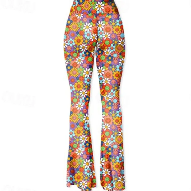 Retro Vintage 1960s 1970s Trousers Bell Bottom Pants Flared Trousers Hippie Fancy Dress Women's Daily Wear Pride Parade Pride Month Adults' Pants