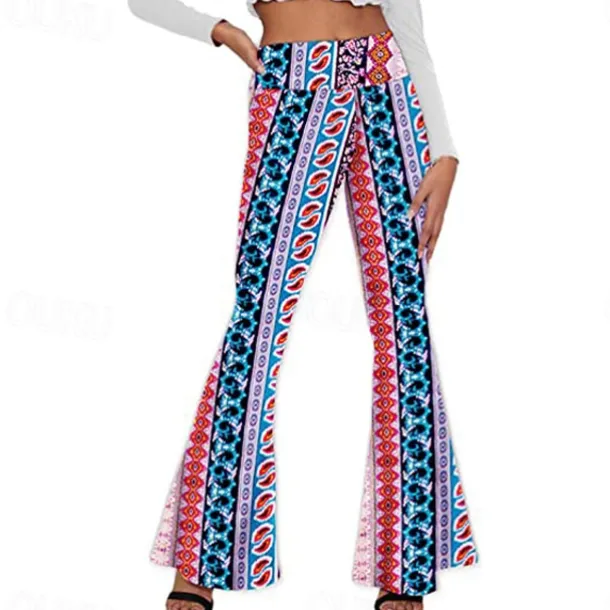 Retro Vintage 1960s 1970s Trousers Bell Bottom Pants Flared Trousers Hippie Fancy Dress Women's Daily Wear Pride Parade Pride Month Adults' Pants