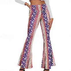 Retro Vintage 1960s 1970s Trousers Bell Bottom Pants Flared Trousers Hippie Fancy Dress Women's Daily Wear Pride Parade Pride Month Adults' Pants