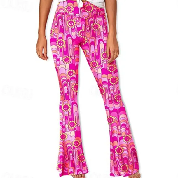 Retro Vintage 1960s 1970s Trousers Bell Bottom Pants Flared Trousers Hippie Fancy Dress Women's Daily Wear Pride Parade Pride Month Adults' Pants
