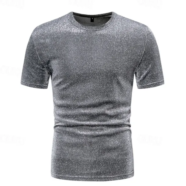 Retro Vintage 1980s Shiny Metallic T-shirt Disco Fancy Dress Men's Halloween Carnival Masquerade Performance Club Pride Parade Adults' T-shirt Spring & Summer