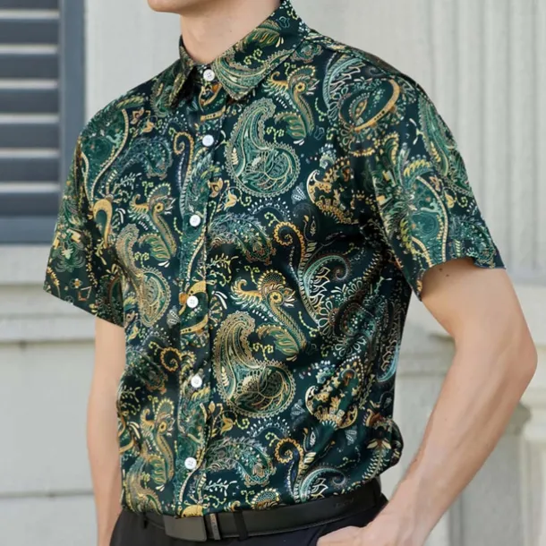 Retro Vintage 1970s Shirt Aloha Shirt Hippie Paisley Fancy Dress Men's Vacation Party Pride Parade Adults' Shirt