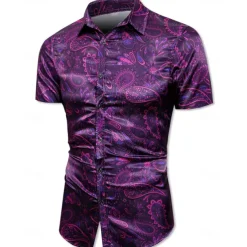 Retro Vintage 1970s Shirt Aloha Shirt Hippie Paisley Fancy Dress Men's Vacation Party Pride Parade Adults' Shirt