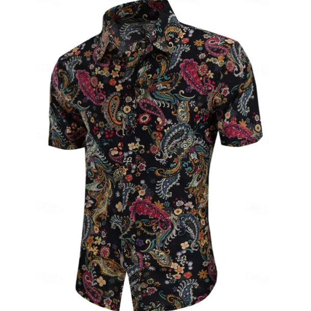 Retro Vintage 1970s Shirt Aloha Shirt Hippie Paisley Fancy Dress Men's Vacation Party Pride Parade Adults' Shirt