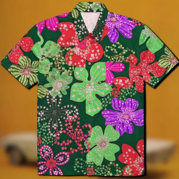 Retro Vintage 1970s Shirt Aloha Shirt Hippie Disco Floral Fancy Dress Men's Masquerade Vacation Party Pride Parade Adults' Shirt