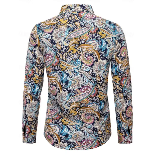 Retro Vintage 1970s Shirt Hippie Paisley Fancy Dress Men's Party Daily Wear Pride Parade Adults' Shirt