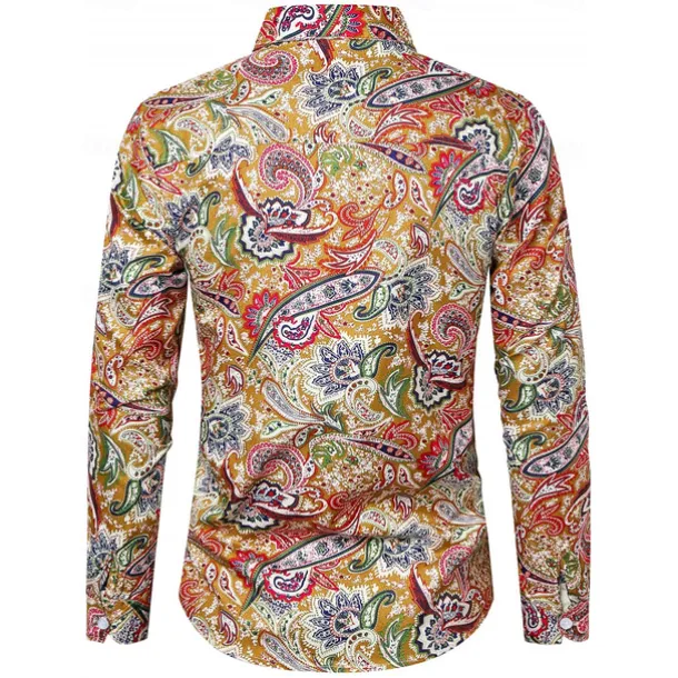 Retro Vintage 1970s Shirt Hippie Paisley Fancy Dress Men's Party Daily Wear Pride Parade Adults' Shirt