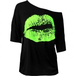 Retro Vintage 1980s T-shirt Off Shoulder Fancy Dress Women's Halloween Carnival Party Casual Daily Wear Adults' T-shirt