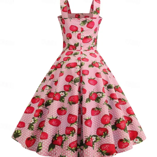 Retro Vintage 1950s Vacation Dress Swing Dress Flare Dress Strawberry Fancy Dress Women's Masquerade Casual Daily Bachelorette Party Adults' Dress Homecoming Dresses