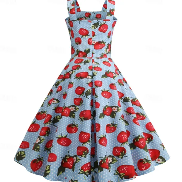 Retro Vintage 1950s Vacation Dress Swing Dress Flare Dress Strawberry Fancy Dress Women's Masquerade Casual Daily Bachelorette Party Adults' Dress Homecoming Dresses