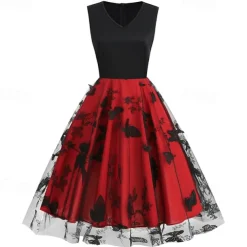 Retro Vintage 1950s Vintage Dress Cocktail Dress Swing Dress Flare Dress Flower / Floral Fancy Dress Women's Masquerade Party / Evening Bachelorette Party Adults' Dress Homecoming Dresses