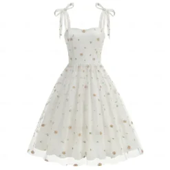 Retro Vintage 1950s Vintage Dress Dress Swing Dress Embroidered Daisy Fancy Dress Women's Carnival New Year Masquerade Casual Daily Bachelorette Party Adults' Dress