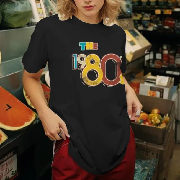 Retro Vintage T-shirt Basic Tee 80s For Women's Adults' Hot Stamping Party Casual Daily Cotton Blend