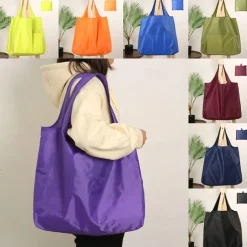 Reusable Nylon Tote Bag – Lightweight Foldable Shopping Bag with Large Capacity for Women, Men, Grocery, Travel & Daily Use