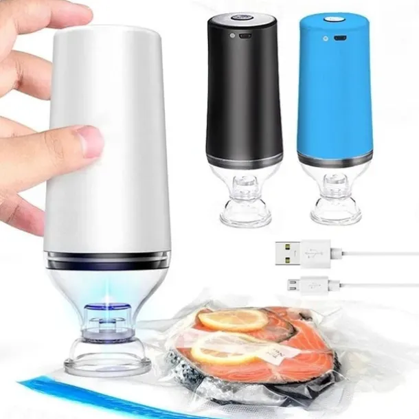 Reusable Vacuum Food Storage Zipper Bags Set Electric Handheld Vacuum Sealer Pump Sous Vide Bags USB Rechargeable