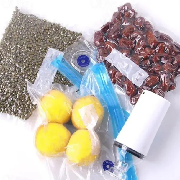 Reusable Vacuum Food Storage Zipper Bags Set Electric Handheld Vacuum Sealer Pump Sous Vide Bags USB Rechargeable