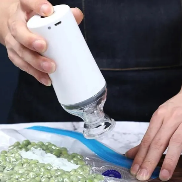 Reusable Vacuum Food Storage Zipper Bags Set Electric Handheld Vacuum Sealer Pump Sous Vide Bags USB Rechargeable