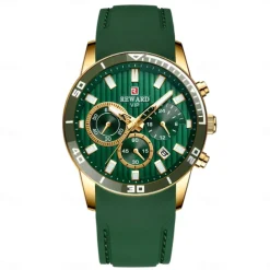 REWARD Men Quartz Watch Fashion Casual Wristwatch Luminous Calendar Chronograph Waterproof Silicone Gel Watch