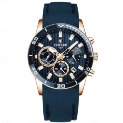 REWARD Men Quartz Watch Fashion Casual Wristwatch Luminous Calendar Chronograph Waterproof Silicone Gel Watch