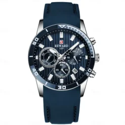 REWARD Men Quartz Watch Fashion Casual Wristwatch Luminous Calendar Chronograph Waterproof Silicone Gel Watch