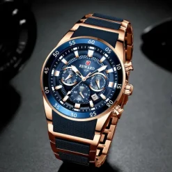 REWARD Men Quartz Watch Outdoor Sports Fashion Casual Luminous Calendar Chronograph Waterproof Steel Silicone Gel Watch