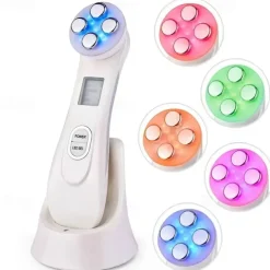 RF Beauty Device 5 In 1 Import Wrinkle Acne Removal Microcurrent Facial Lifting Machine 6 Color Light Therapy Radio Frequency Multifunction Instrument