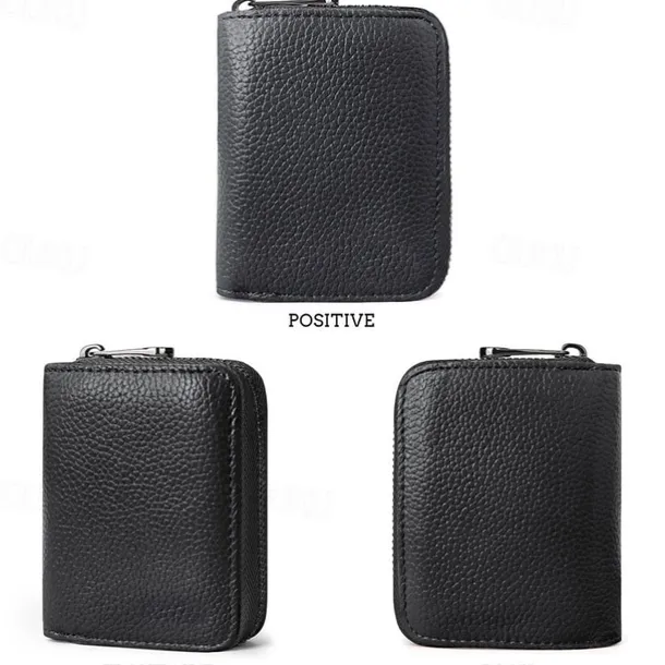 RFID 20 Card Slots Credit Card Holder Genuine Leather Small Card Case for Women or Men Accordion Wallet with Zipper