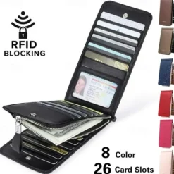 RFID Blocking Bifold Multi Card Case Wallet with Zipper Pocket Men/women Card Holder Wallet