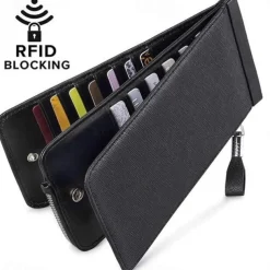RFID Blocking Bifold Multi Card Case Wallet with Zipper Pocket Men/women Card Holder Wallet