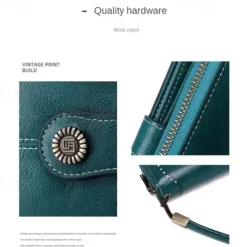 RFID Blocking Long Wallet With Wristlet, Retro Style Faux Leather Wallet With Multi Card Slots & Id Window