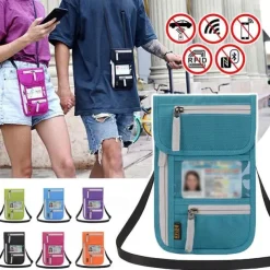 RFID Blocking Passport Holder Travel Wallet Card Bag Shileding Neck Pouch Security Protect Adjusted Strap Faraday Bag