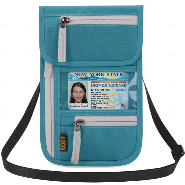 RFID Blocking Passport Holder Travel Wallet Card Bag Shileding Neck Pouch Security Protect Adjusted Strap Faraday Bag