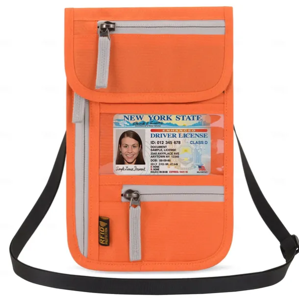 RFID Blocking Passport Holder Travel Wallet Card Bag Shileding Neck Pouch Security Protect Adjusted Strap Faraday Bag