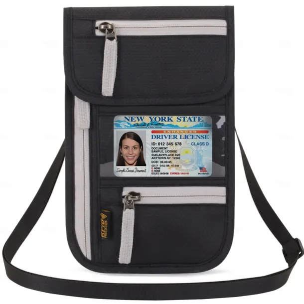 RFID Blocking Passport Holder Travel Wallet Card Bag Shileding Neck Pouch Security Protect Adjusted Strap Faraday Bag