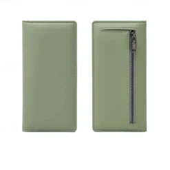 Rfid Blocking Portable Pu Leather Bifold Ultra-thin Long Wallet With Multiple Card Slots Checkbook & Credit Card Holders