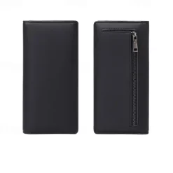 Rfid Blocking Portable Pu Leather Bifold Ultra-thin Long Wallet With Multiple Card Slots Checkbook & Credit Card Holders
