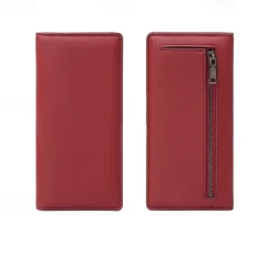 Rfid Blocking Portable Pu Leather Bifold Ultra-thin Long Wallet With Multiple Card Slots Checkbook & Credit Card Holders
