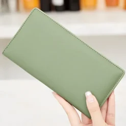Rfid Blocking Portable Pu Leather Bifold Ultra-thin Long Wallet With Multiple Card Slots Checkbook & Credit Card Holders