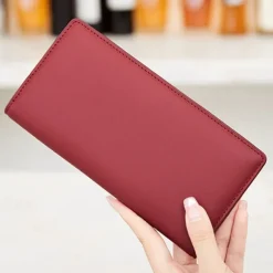 Rfid Blocking Portable Pu Leather Bifold Ultra-thin Long Wallet With Multiple Card Slots Checkbook & Credit Card Holders